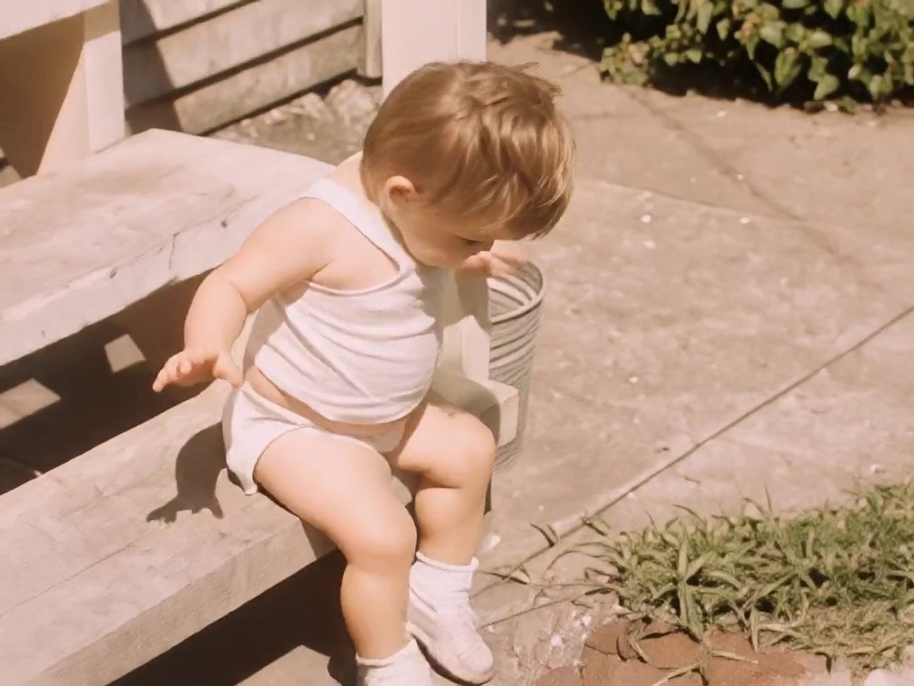 Restored frame from a 1952 home movie, sharp and clean